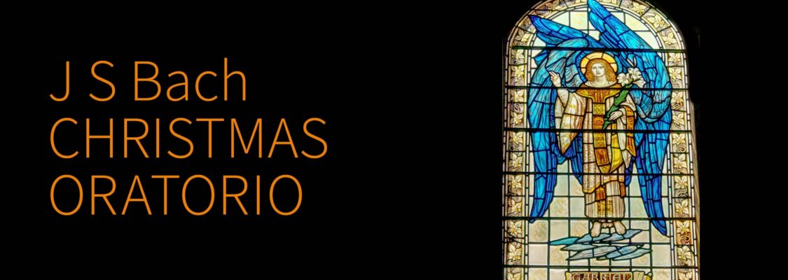 J S Bach Christmas Oratorio, beside a stained glass window of the Angel Gabriel